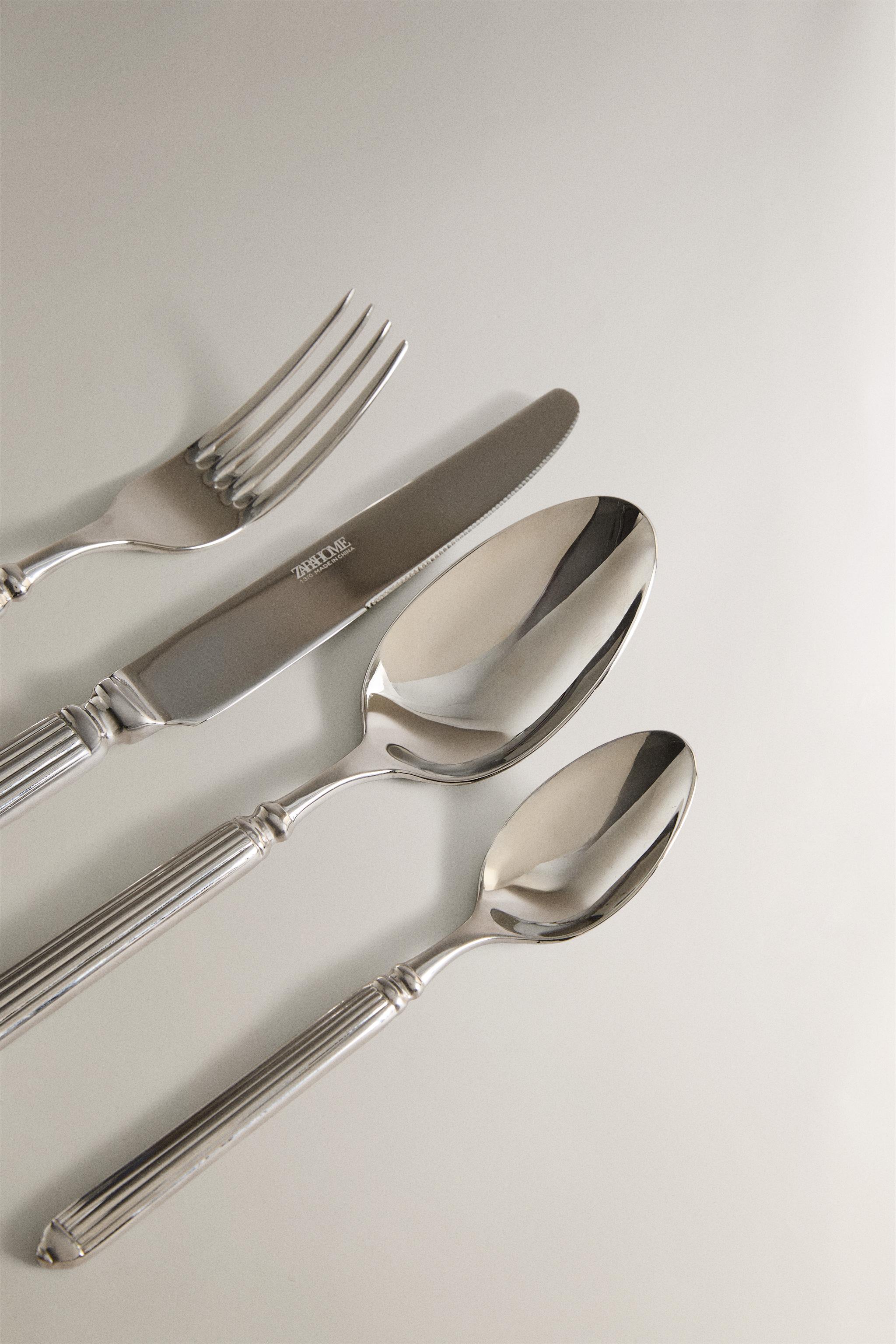 4-PIECE GROOVED STEEL FLATWARE SET
